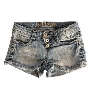 WallFlower Women's Denim Shorts Blue Light Wash Embroidered Back Pockets Sz 5